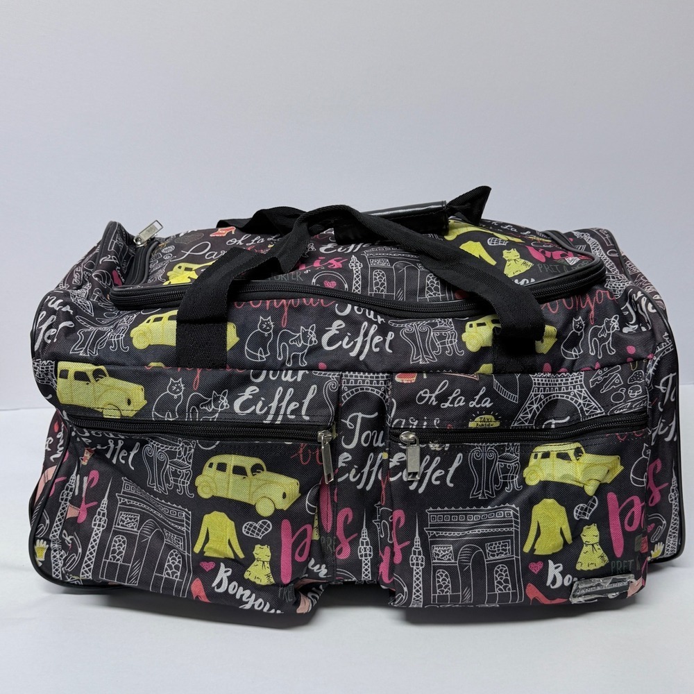 Jane & Berry 20" Paris Theme Rolling Duffel Bag Travel, Bag Carry On Luggage